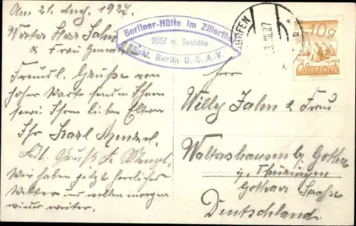 Ak Ginzling Mayrhofen in Tirol, Berliner Hütte im Neuschnee