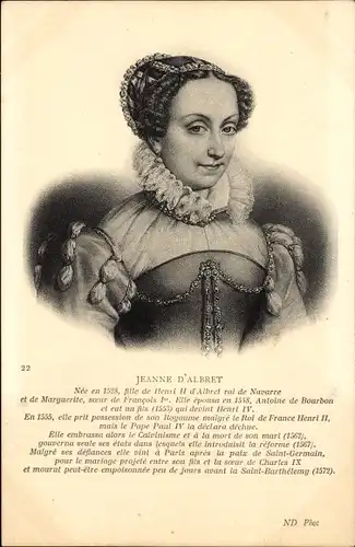 Ak Jeanne d'Albert, Tochter Heinrichs II