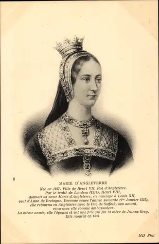 Ak Maria von England, Tochter Heinrichs VII