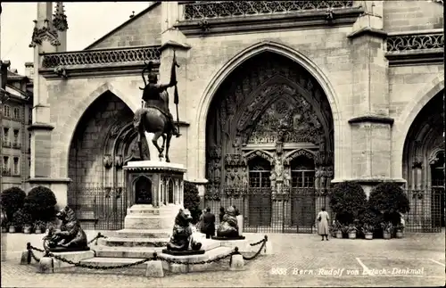 Ak Berne Bern Stadt Schweiz, Rudolf von Erlach Denkmal