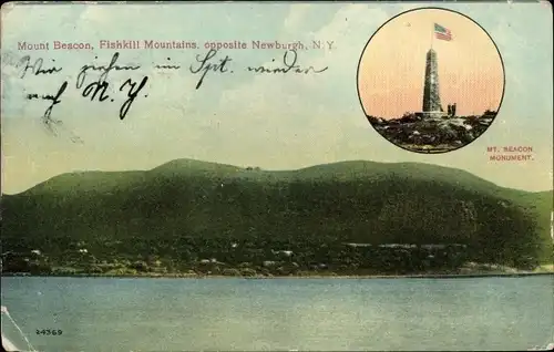 Ak New York USA, Mount Beacon, Fishkill Mountains, gegenüber von Newburgh