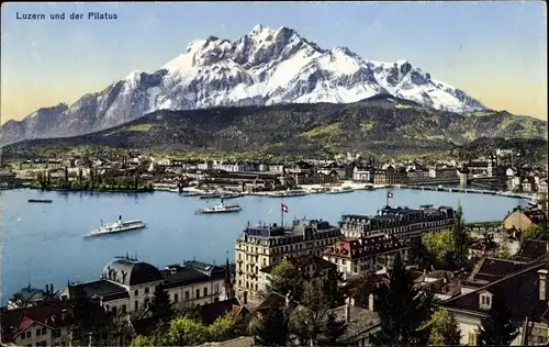 Ak Kanton Luzern Schweiz, Panorama mit Pilatus