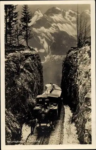Ak Brünig Meiringen Kt. Bern Schweiz, Brünigbahn, Passhöhe