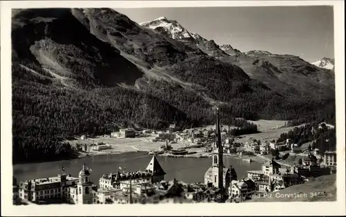 Ak Sankt Moritz Kanton Graubünden, Gesamtansicht, Piz Corvatsch