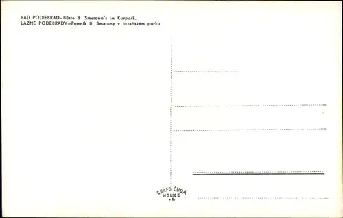 Ak Lázně Poděbrady Bad Podiebrad Region Mittelböhmen, Smetana-Büste, Kurpark