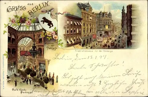 Litho Berlin, Café Keck Passage, Friedrichstraße