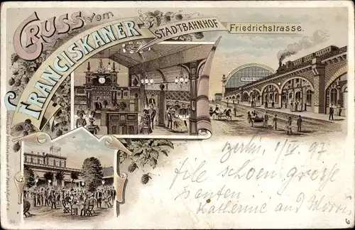 Litho Berlin Mitte, Gasthof Franziskaner, Stadtbahnhof Friedrichstraße