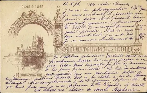 Künstler Ak Belém Lisboa Lissabon Portugal, Centenario da India 1498-1898. Torre de St. Maria