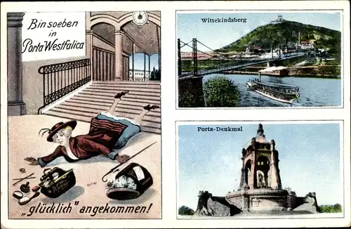 Ak Porta Westfalica an der Weser, Porta Denkmal, Wittekindsberg