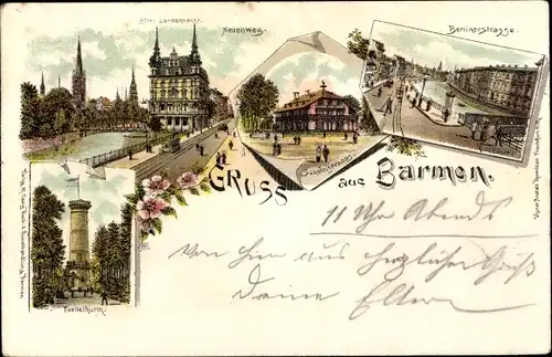 Litho Barmen Wuppertal, Toelleturm, Neuenweg, Berlinerstraße