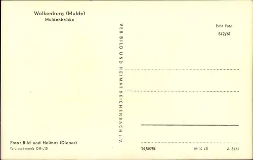 Ak Wolkenburg an der Mulde Limbach Oberfrohna Sachsen, Muldenbrücke