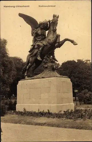 Ak Hamburg Nord Uhlenhorst, Blick auf Walkürendenkmal