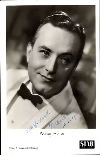 Ak Schauspieler Walter Müller, Portrait, Autogramm