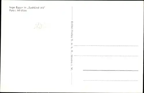 Ak Schauspielerin Inge Egger, Suchkind 312, Portrait, Autogramm