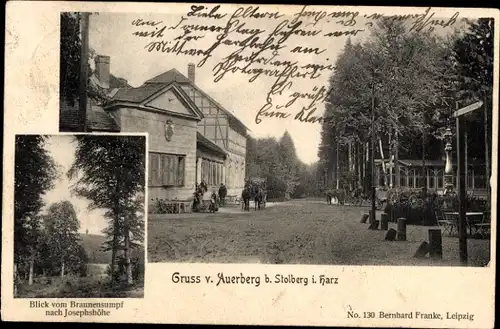 Ak Auerberg Stolberg Südharz, Straßenpartie im Ort, Gasthof, Braunensumpf, Josephshöhe
