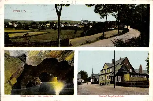 Ak Syrau Rosenbach im Vogtland, Drachenhöhle, Der große See, Gasthof Tropfsteinhöhle