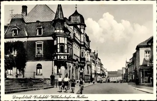 Ak Dingelstädt im Eichsfeld Thüringen, Wilhelmstraße mit Rathaus, Hotel