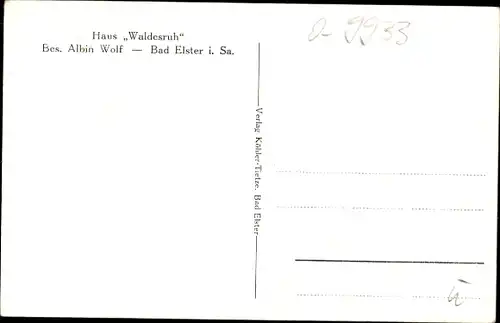 Ak Bad Elster im Vogtland, Haus Waldesruh