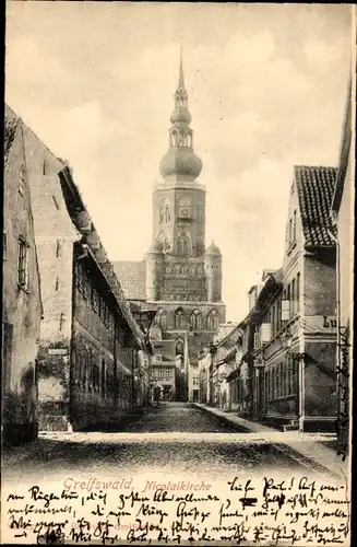 Ak Greifswald in Mecklenburg Vorpommern, Nicolaikirche