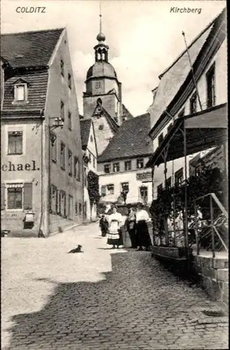 Ak Colditz in Sachsen, Partie am Kirchberg, Kirchturm