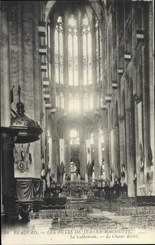 Ak Beauvais Oise, les Fetes de Jeanne Hachette, La Cathedrale, Le Choeur decore