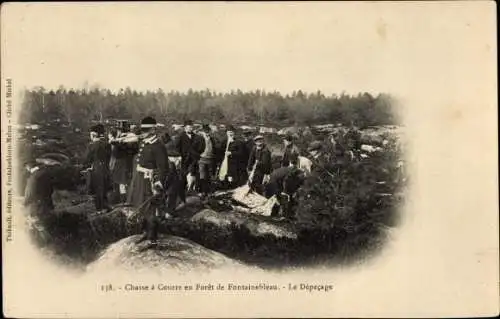 Ak Wald von Fontainebleau Seine et Marne, Jagd, Schlachtung