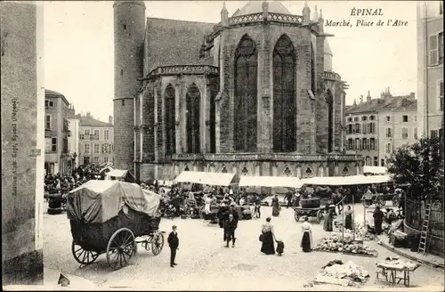 Ak Épinal Lorraine Vosges, Markt, Place de l’Atre