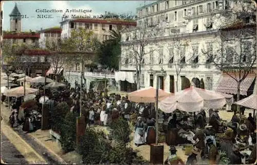 Ak Nizza Nizza Alpes Maritimes, Blumenmarkt Cours Saleya