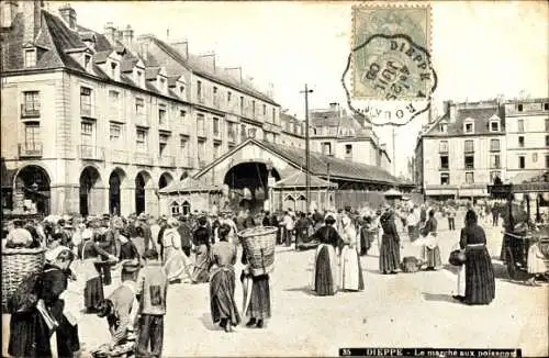 Ak Dieppe Seine-Maritime, Fischmarkt