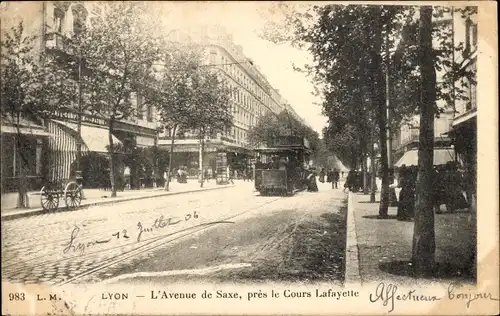 Ak Lyon Rhône, Avenue de Saxe, in der Nähe von Cours Lafayette