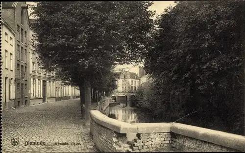 Ak Diksmuide Dixmude Westflandern, Grande Digue, Straßenpartie, Fluss