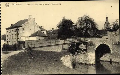 Ak Diksmuide Dixmude Westflandern, Laanbrug over de vaart van Handzame