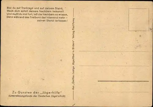 Künstler Ak Geilfus, Auch in dringendsten Fällen darf der Schütze seinen Stand, Jäger, Jagdunfall