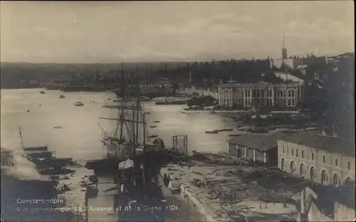 Ak Konstantinopel Istanbul Türkiye, Panorama, Arsenal, Goldenes Horn