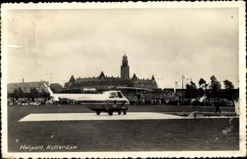 Ak Rotterdam Südholland Niederlande, Heliport, Hubschrauber