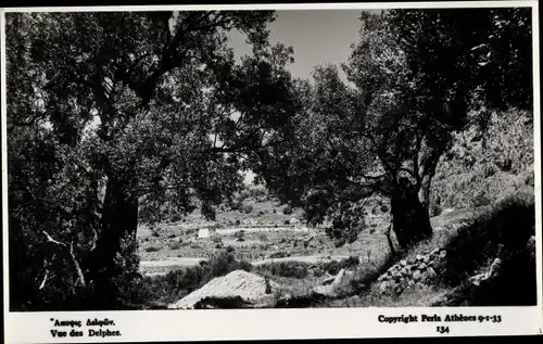 Ak Delphi Griechenland, Durchblick, Landschaftsblick