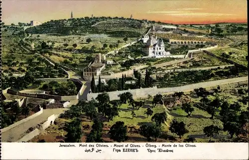 Ak Jerusalem Israel, Blick auf den Ölberg, Kirche, Mauer