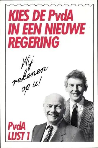 Ak Geschichte Niederlande, Wahlplakat, PvdA