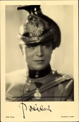 Ak Schauspieler Gustav Fröhlich, Portrait in Uniform, Filmkostüm, Autogramm