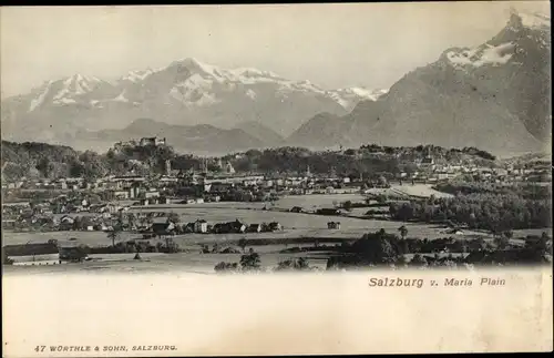 Ak Salzburg in Österreich, Ortspanorama von Maria Plain, Gebirge