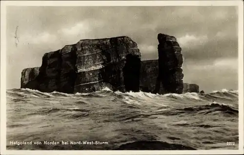 Ak Nordseeinsel Helgoland, von Norden bei Nord-West-Sturm