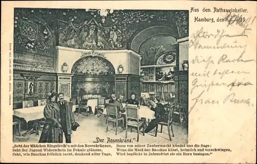 Ak Hamburg Mitte Altstadt, Rathsweinkeller, Der Rosenkranz, Gedicht