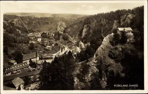 Ak Rübeland Harz, Blick auf den Ort, Wald, Straße