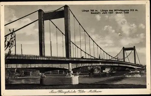 Ak Mülheim Köln am Rhein, Neue Hängebrücke