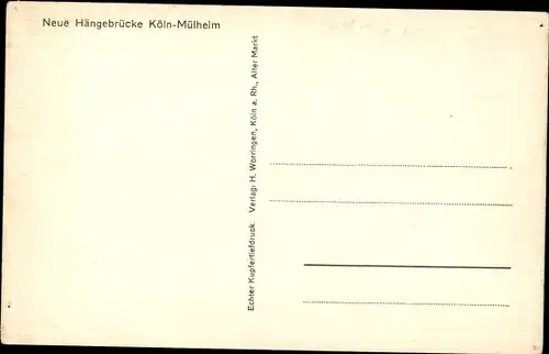 Ak Mülheim Köln am Rhein, Neue Hängebrücke
