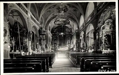 Foto Ak Gars am Inn Oberbayern, Innenansicht der Kirche, Altar