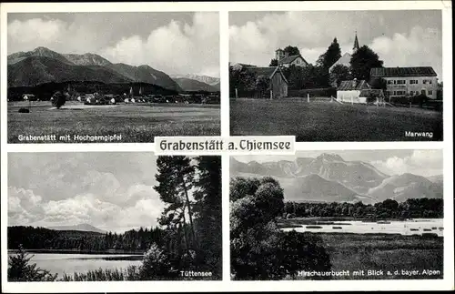 Ak Grabenstätt in Oberbayern, Chiemsee, Marwang, Hochgerngipfel, Tüttensee
