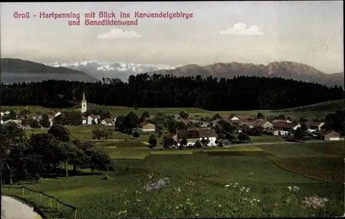 Ak Großhartpenning Holzkirchen Oberbayern, Karwendelgebirge, Benediktenwand, Panorama