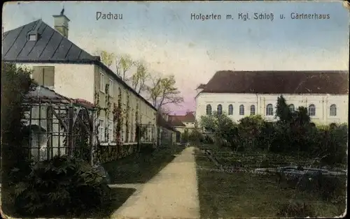 Ak Dachau in Oberbayern, königliches Schloss, Hofgarten, Gärtnerhaus