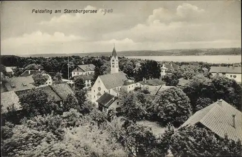 Ak Feldafing am Starnberger See Oberbayern, Kirche, Panorama